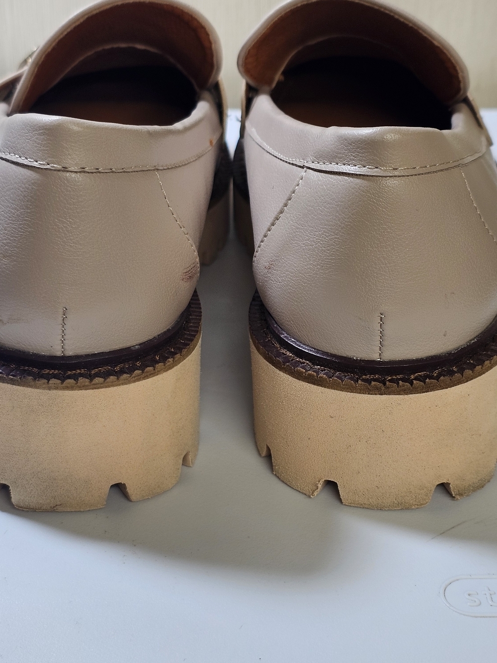 CCOCCI Vegan Leather Lug Sole Loafers Beige Gold Bit Shoes Size 9 - Picture 5 of 11